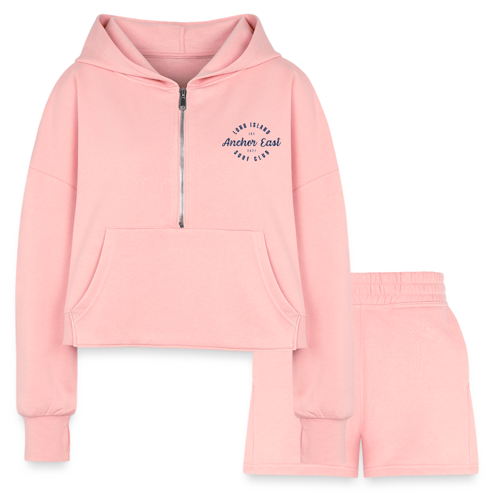 AE Surf Club Women’s Cropped Hoodie & Jogger Short Set - light pink
