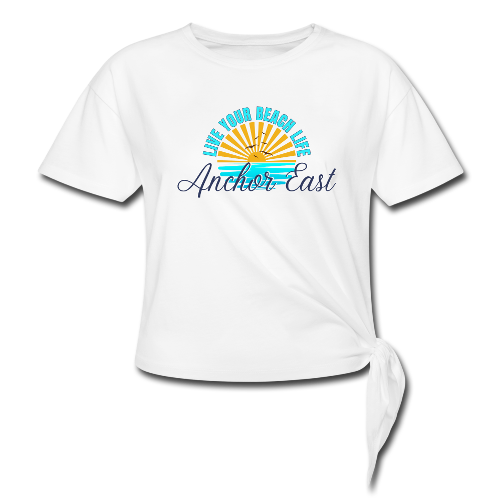 Women's Knotted Live Your Beach Life Tee - white