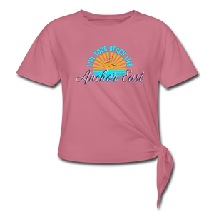 Women's Knotted Live Your Beach Life Tee - mauve